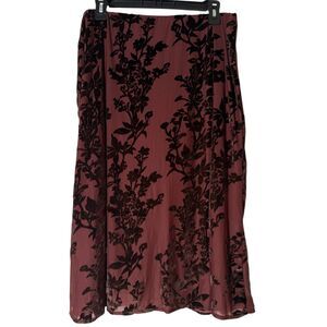 Nordstrom Rack Burnout Velvet Midi Skirt Sz XL Whimsigoth Fairy Grunge Floral